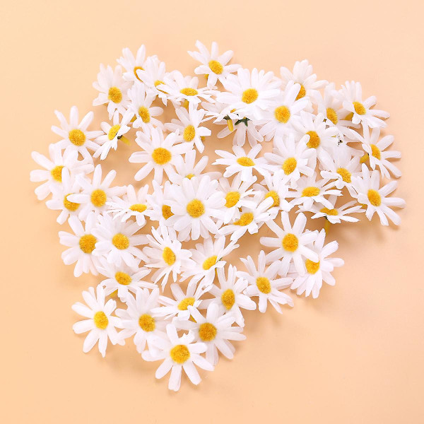 50 kpl keinotekoisia kukkapäitä koristelutarvikkeita Simulaatio Daisy Flower Keinotekoiset päivänkakkarat Craft Diy Kangaskukat