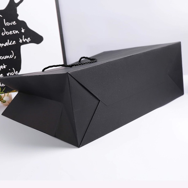 Pakke med 10 ekstra store gaveposer 40*28*12 cm sorte gaveposer til mænd bryllupsgaveposer sorte papirposer
