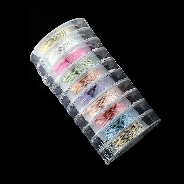 10 ruller/pakke Assorteret farve 0,3 mm kobbertråd 10 m fleksibel kunstnerisk smykkeperletråd (tilfældig farve)