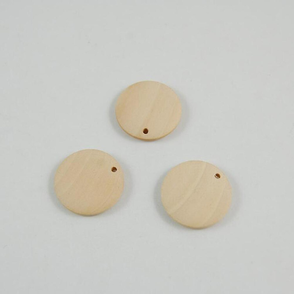 20 st runda träskivor hänge DIY smycken tillbehör enkel hål träskivor hänge (50 mm)
