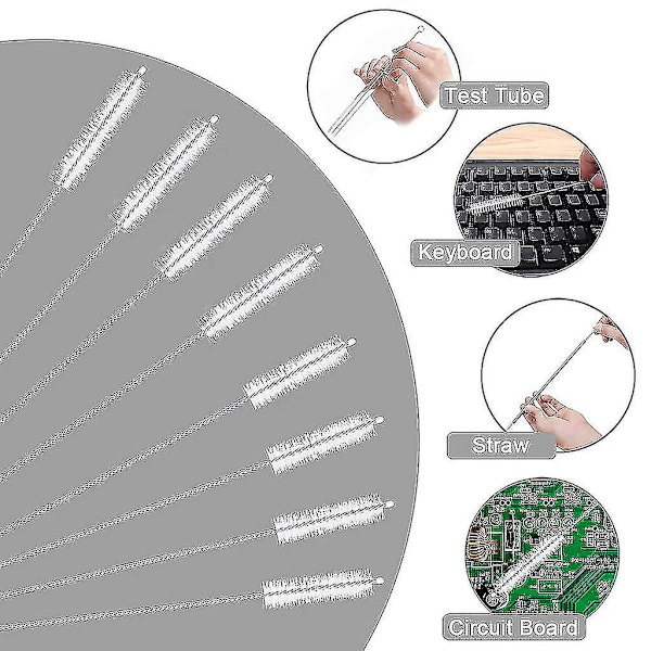8 stk gjenbrukbare rustfrie stålsugerør rengjøringsbørste drikkesugerør børste flaskerenser rørbørste 4 store + 4 små -aya