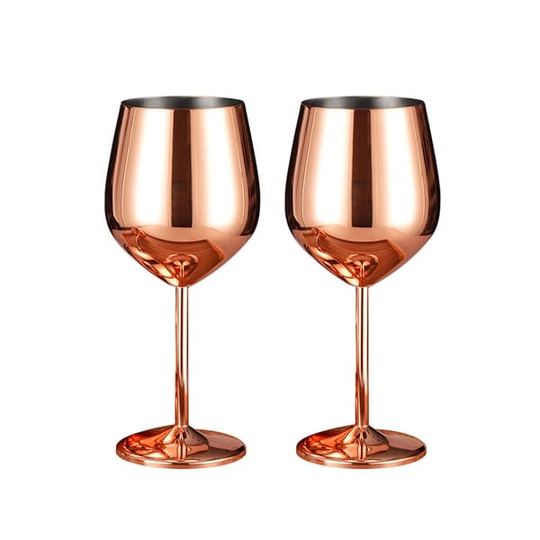 2 vinglass Roségull vinglass, Uknuselig vinglass, Splintfritt metall vinglass for utendørs
