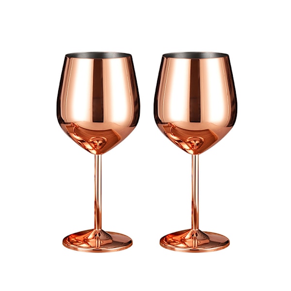 Rosegull todelt sett rustfritt stål vinglass, 500 ml vinglass, rustfritt stål vinglass