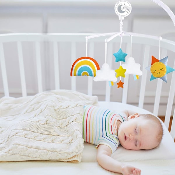 Baby uro musik vugge, 360° roterende stående tremmeseng legetøj hjælper St