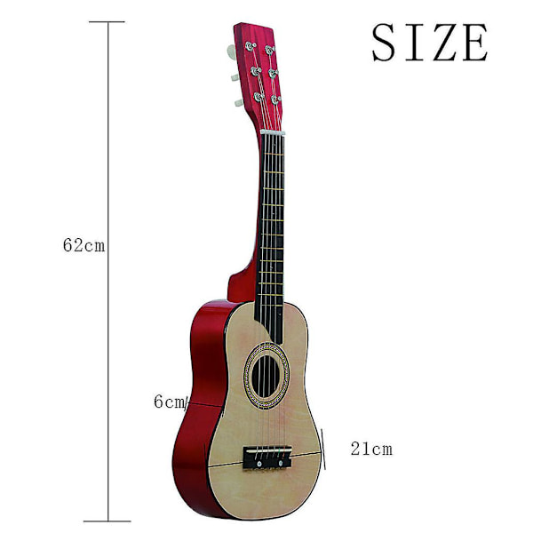 25 tum basgitarr i lindträ 6 strängar liten minigiarr med gitarrplektrumsträngar för barn