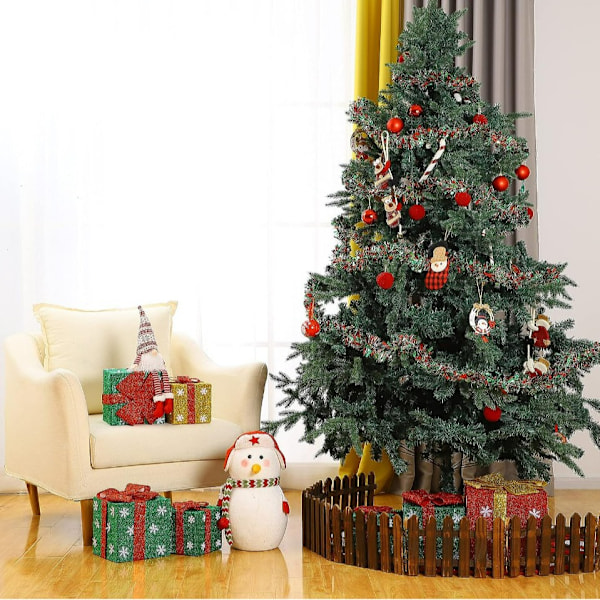 Julepynt Tinsel Girland 6,5FT Rød Grøn Metallic Twist Girland Pynt Skinnende Hængende Glitrende Grøn