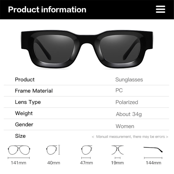 Tykk firkantet solbrille med stel, chunky rektangulære polariserede solbriller, briller Tortoise/Gradient Brown