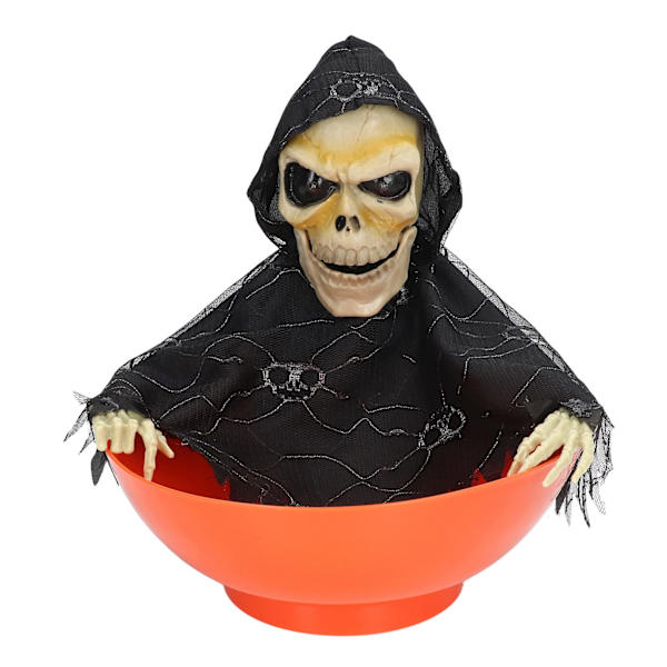 Halloween Godis Skål, Halloween Animerade Skelett Godisfat med Rörelseaktiverad, Skrikande Skalle Godishållare Halloween