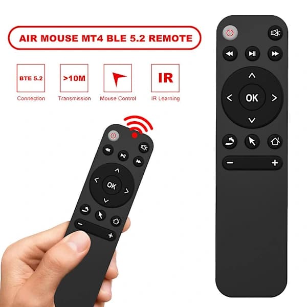 Bluetooth 5.2 Air Mouse Fjernbetjening ABS til Smart TV Box Telefon PC Projektor Sort Black