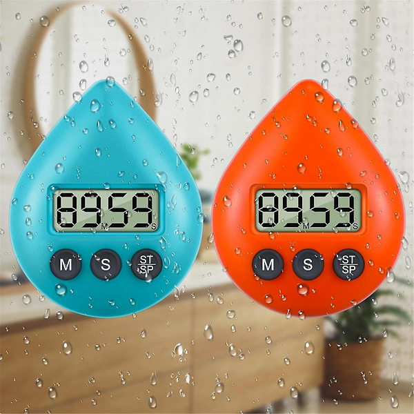Stille, ikke-tikkende, vandtæt brusetimer, magnetisk bagside, batteridrevet digital timer, lille størrelse
