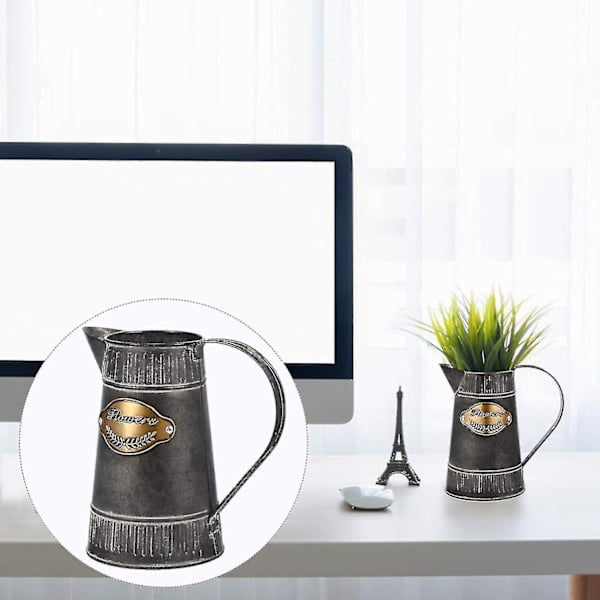 Vintage-tyyliin rautakastelukannu maalaistalon tyylinen koristevaasi rustiikkinen kannu metalliämpäri ruukku istutuskone kukkaruukku istutuskone koriste puutarhaan asumiseen