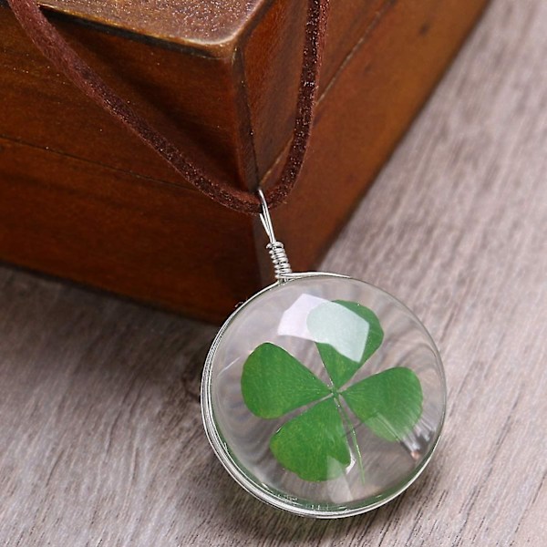 Presset Halskjede Blomst Kløverblad Shamrock Boston Skjorte 4 Celtics Fire Sokker Sølv Halskjede Dekorativ Blomst Presset Firkløver Utsøkt Vi