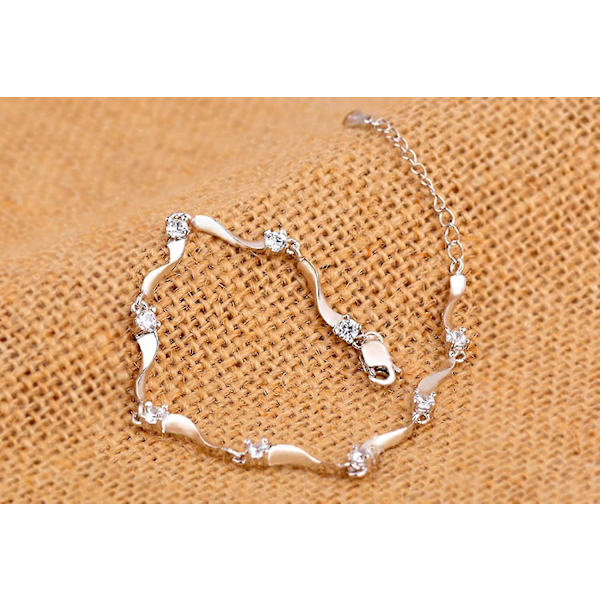 925 Sterling Silver Armband med glänsande vit zirkonia för kvinnor och flickor