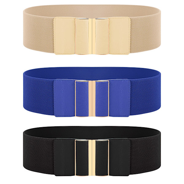 3 stk. dame bredt belte Elastisk midjebelte Stretch Kjole