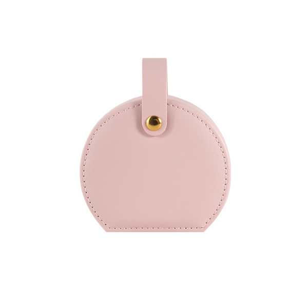 Smyckeskrin Liten Smyckeskrin Topphandtag Smyckeskrin Läder Smyckesring Organizer Case Flickor Kvinnor Örhänge,Armband(Rosa)