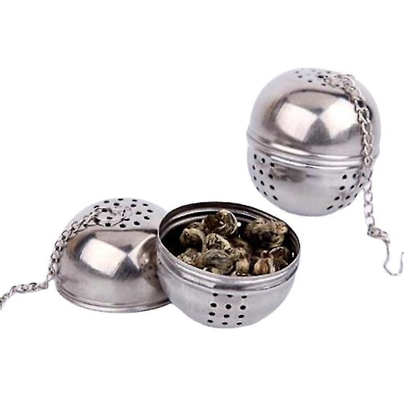Rustfrit Stål Te-Infuser Mesh Te- og Urtebold Sigte med Forlænget Kæde Hæk til Løse Blade Te Urte Krydderier Æg Form (10 stk, Sølv) -z