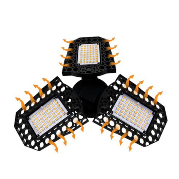 Garagebelysning LED Garagebelysning 1-pack 60w LED-strålkastare Deformerbar LED Garagebelysning Svart Lagerbelysning Arbetslampa LED