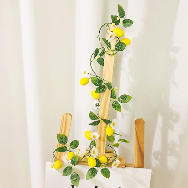 2 Pakke Kunstig Citron Bær Hvid Blomst Vinstok Girlande - Citron Krans