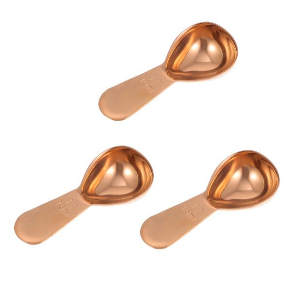 3-delad 15 ml roséguld rostfritt stål kaffeskopset hållbar matsked, ergonomisk måttsked