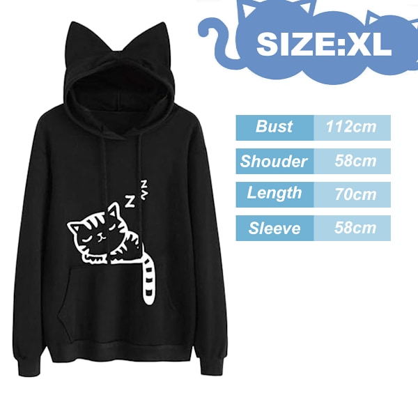 Hættetrøjer søde katteører nyhedstryk pullover sweatshirt kattehætte