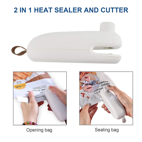 Mini varmeforsegler USB poseforsegler maskin med kutter håndholdt 2 i 1 varme matforsegler klips
