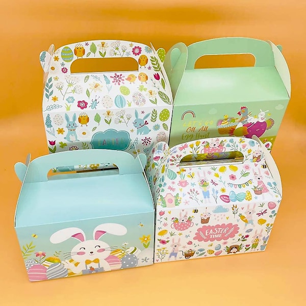 12 st påskgodisboxar Glad påsk presentaskar Kanin Ägg Påskkorg