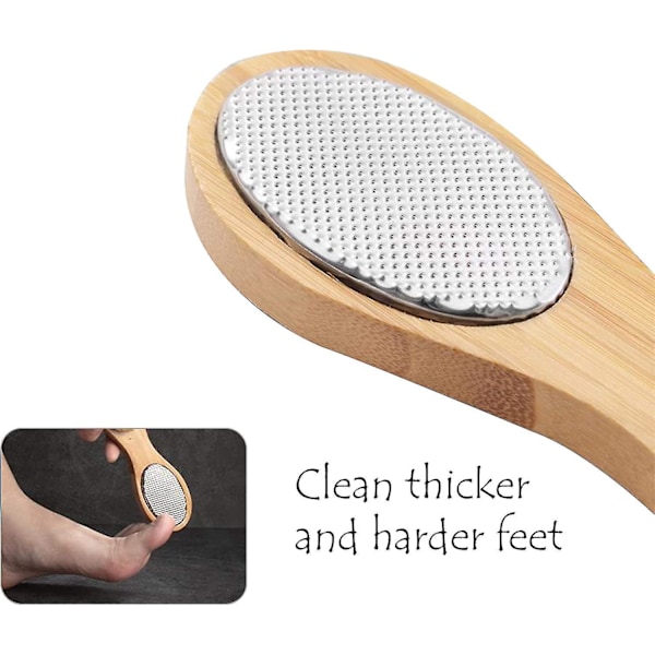 Pumice Stone Feet File|stainless Steel Callus Remover|soft Bristle Nail Brush|refill Grits 4-in-1 Wooden Handle,hard Skin Remover(2pcs, Wood Col -t