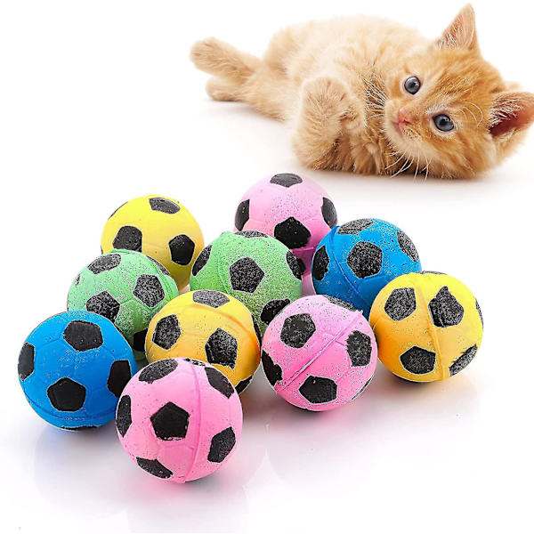 10 st 4 cm katt leksak bollar skum fotbollar aktivitet katt leksak interaktiv boll leksak slumpmässig färg