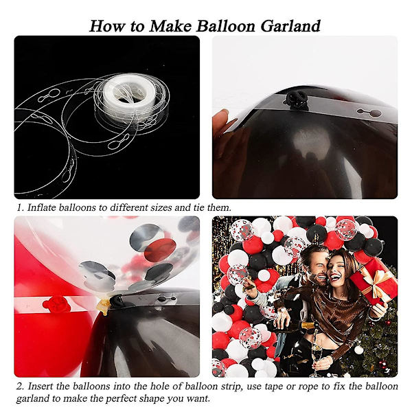 106 st Premium Ballong Garland Arch Kit - Röd, Svart, Vit & Silver - Perfekt för Duschar, Födelsedagar