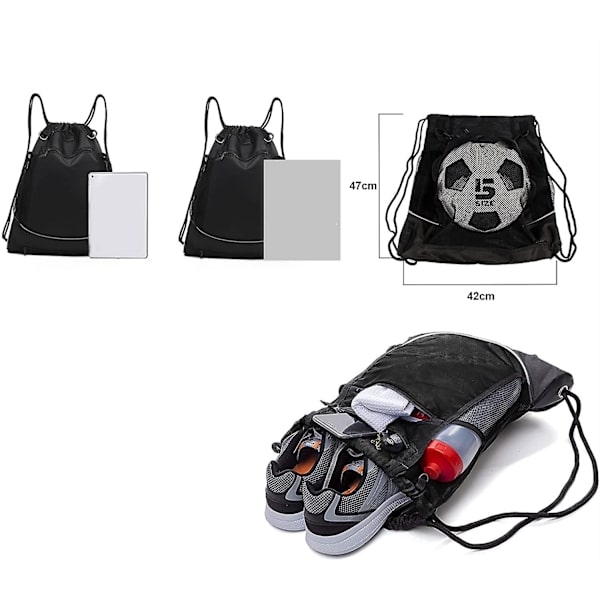 Drawstring Backpack Football Bag Foldable and Detachable Basketball Net Bag - 20L Max