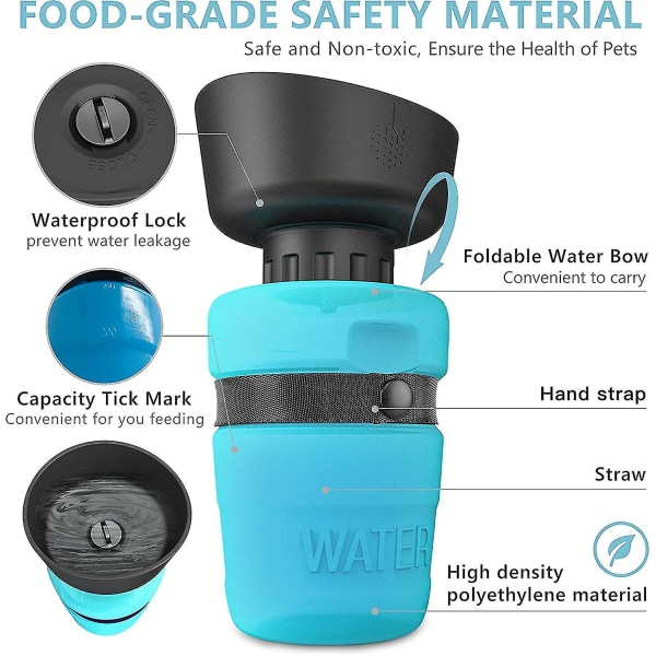 Hundevandflasker, Hundevandflasker Rejse, Bærbar Hundevandflaske, Bpa-fri (18oz