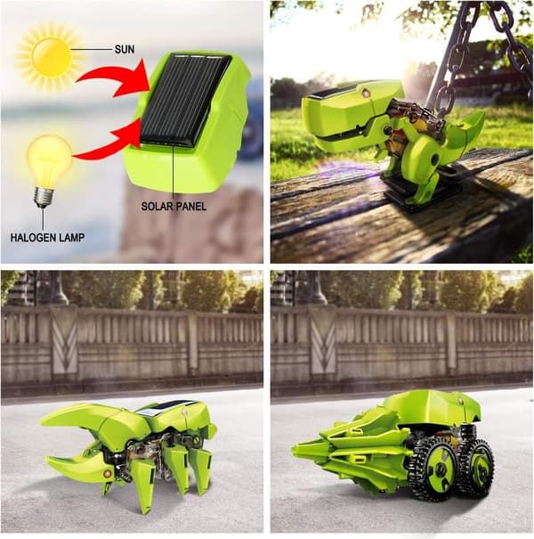 Hot Bee Dinosaurleker for gutter og jenter, 3-i-1 Solar Robotleker, STEM-leker, 8 9 10 år gamle gutter og jenter, Byggesett