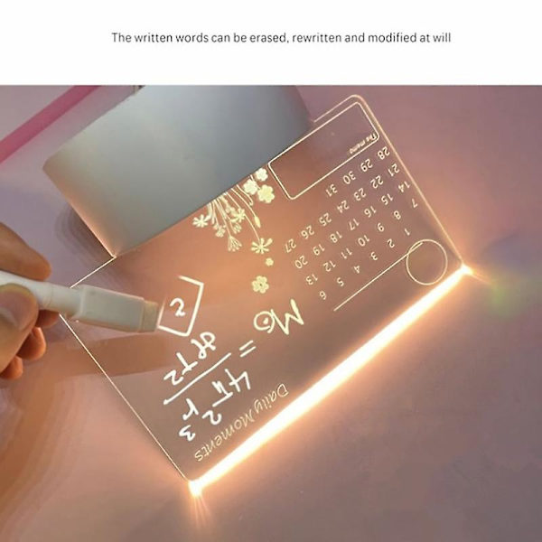 Creative USB LED Message Board Night Light with Pen DIY Night Lamp Decoration E Transparent E Transparent