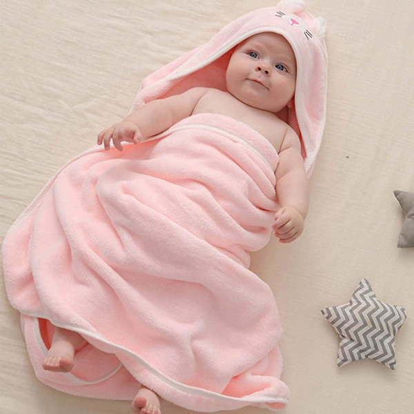 Huvtröja för baby, babybadhanddukfilt för baby, unik djurdesign, ultra mjuk absorberande för pojke och flicka babygåva (1 st, grå)