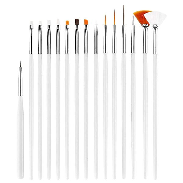 Piao 15 st Nail Brush, Gel Brush för naglar, Nail Art Brush, Gel Brush, Nail Brush, Acrylic Nail Art Brush, Nail Brush Set för UV-gel och akrylnaglar