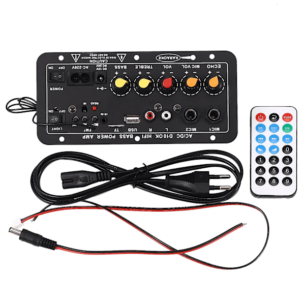 Digital Bluetooth Stereo Forstaerker-kort Subwoofer Mikrofon Karaoke Forstaerker Til 8-12 Tommer Spea