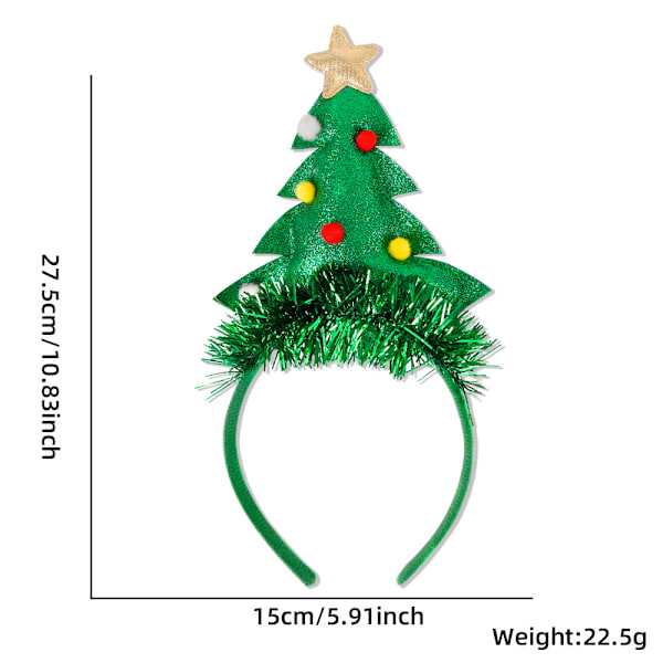 Julhuvudband 3-pack Julgran Rensa Huvudbonader Gevir Mickey Elf Huvudhatt Toppar Flexibla Röd Grön Semester Hårband