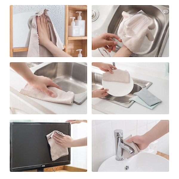 6 st glasstorkningsdukar fiskfjälldesign tyg dammrengöring handduk vattenabsorptionstyg för kök (slumpmässig färg)