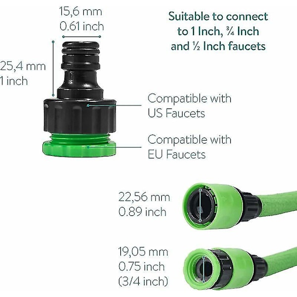 7,5 m udtrækkelig sprinkler med 7 pistolfunktioner - Fleksibel og sammentrækkelig slange til havearbejde, græsplæne, planter og blomster