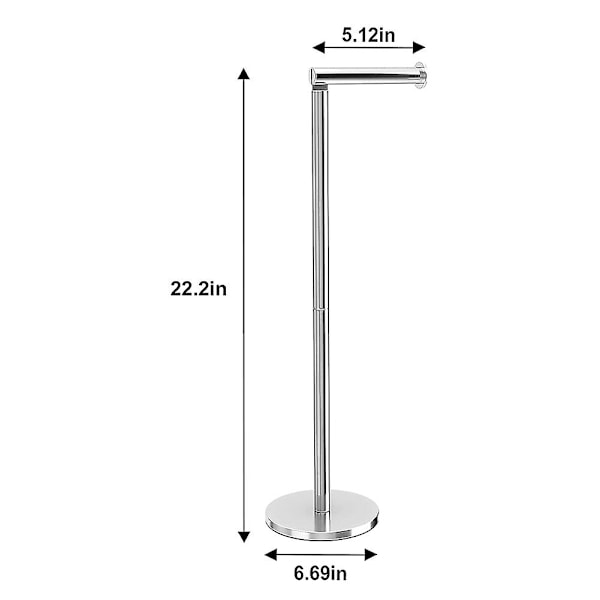 Toalettpappershållare, fristående, rostfritt stål pappersförvaring för 5 pappersrullar, toalettpappershållare