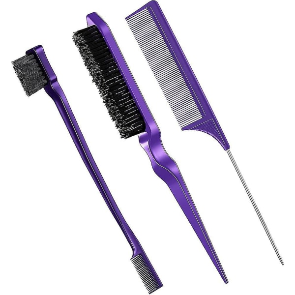 3 Piece Brush Set Double Edge Brush And Comb Bristle Hairbrush Comb Grooming Edge Brush