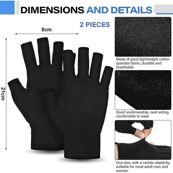 2 par artroshandskar unisex tryckhandskar fingerlösa handskar andningsbara Lmell gåva