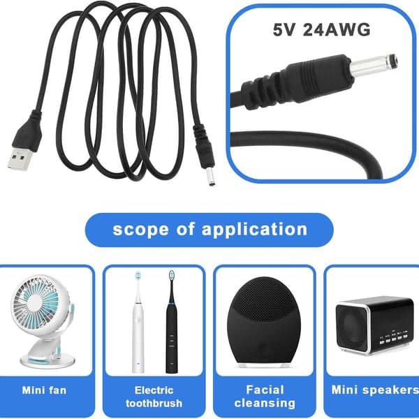 AC 100-240V Ingång USB DC Strömadapterkabel, Säkerhetsskydd med Överströmsskydd Internt Överhettningsskydd, Inbyggd Intelligent