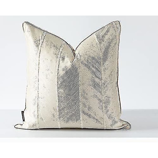 Decorative Throw Pillow Covers,textured Square Pillow Covers,striped Jacquard Pillow Covers With Invisible Zipper And Piped Edges Compatible With Sofa