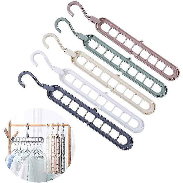 5 stk plassbesparende kleshengerholdere, multi-hengerorganisator