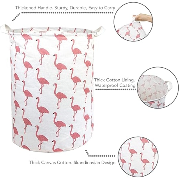 (Flamingo) 41*30cm tvättkorg i mesh och tvättsäck - hopfällbar