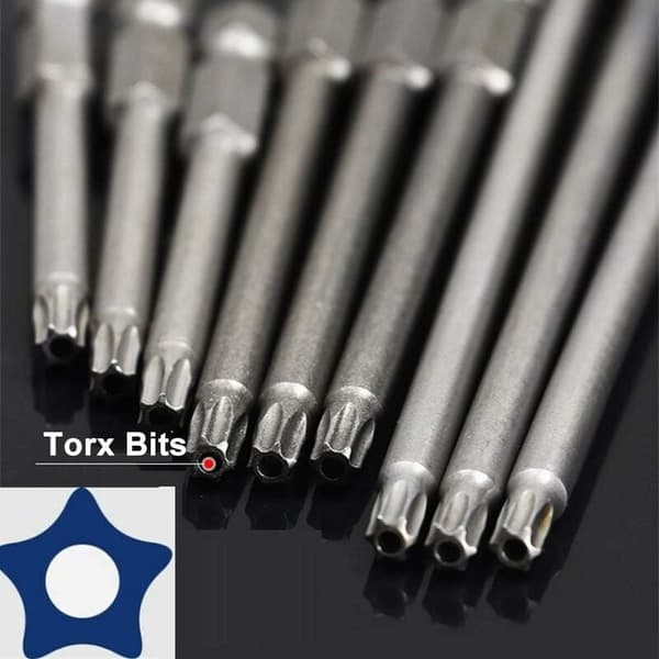 11 Delars Lång Torx Skruvmejselbits Set - Magnetiska Bits - 1/4\" Hex Skaft - Storlekar T6 till T40 - 100mm Längd