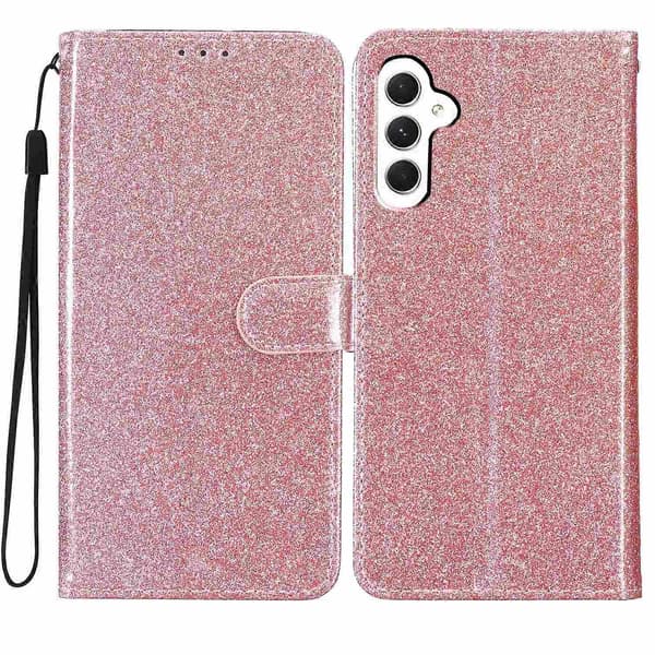 Glitter Puder Flip Läder Telefonfodral For Samsung Galaxy A56 5G