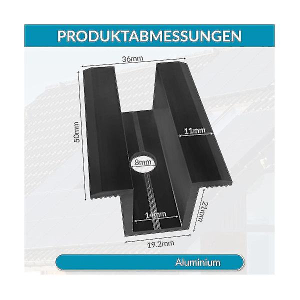 10 X Centerklemme Pv Solpaneler, Sort, Modul Klemme Til Alle Rammehøjder, Solpaneler Beslag