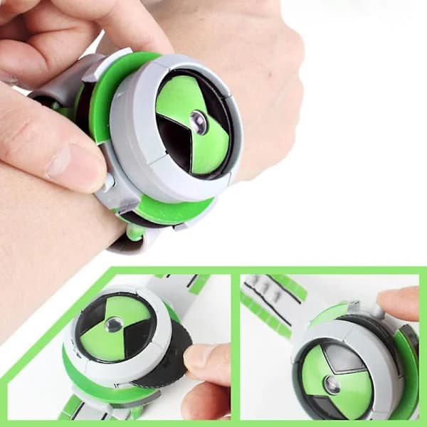 Ben 10 Omnitrix Projektor Klocka Leksak för Barn Plast Armbandsleksak Present Grön Vit